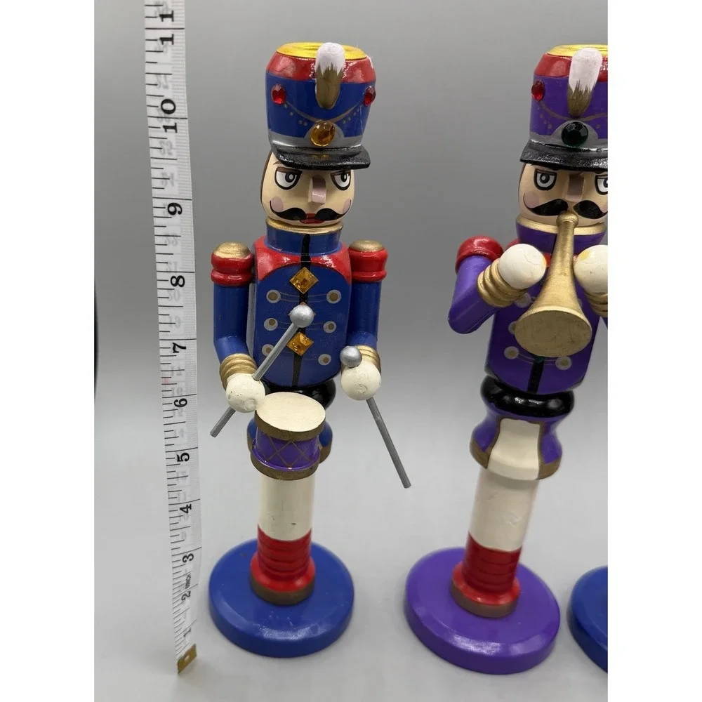 Nutcracker Wooden Soldiers Candle Stick Holders Christmas Brass Insert Set Of 3‎